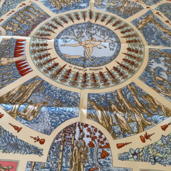 Hermes "Le Songe de Poliphile" Silk Scarf 90cm - Cream/Pink - Picture 5 of 5